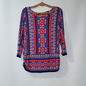 Ruby Rd. Size Large Long Sleeve Geometric Pattern